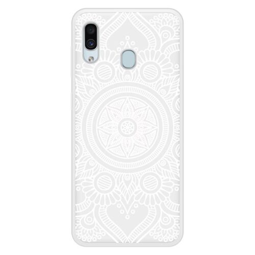 Coque Silicone Renforcée - Compatible Samsung Galaxy A20 - Design Mandala Blanc