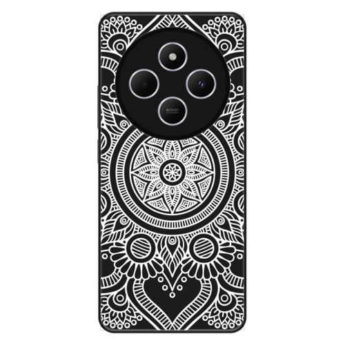 Coque Silicone Renforcée - Compatible Xiaomi Redmi 14c - Design Mandala Blanc