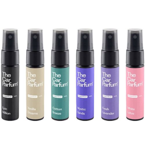 The Car Parfum Spray Voiture Intérieur Parfum ¿ Senteur Voiture ¿ Coffret Cadeau Parfum Voiture ¿ 6 Parfums Frais ¿ Mystic Sands, Fresh Lavender, White Lotus, Epic Million, Vanilla Dreams, Cotton Breeze