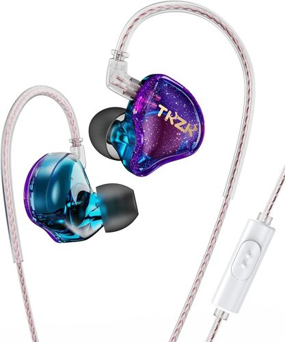 KALANKA-TKZK TK01 Écouteurs dynamiques d'entrée de gamme HiFi, moniteur intra-auriculaire basses profondes avec écouteurs intra-auriculaires Tesla DD hautement restaurés avec câble OFC à 2 broches po