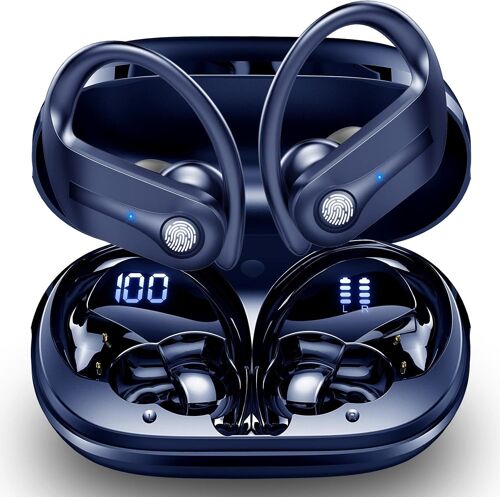 KAL-Casque Bluetooth 5.3 True Wireless,50 Heures Autonomie Totale,Enc Annulation Du Bruit Appels,Ip68 Étanche,Contrôle Tactile, Indicateur De Batterie, Charge Rapide Usb-C, Ios/Android