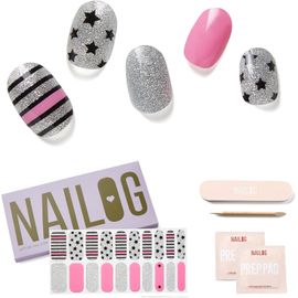 Ongles Autocollants Adhesif - 20pcs Stickers Ongles - Faux Ongles En Gel Uv Semi Durci, Extra Long Brillante Et Durable French Nail Art, Nail Stickers,Cadeau Anniversaire Femme, A Rock Song 