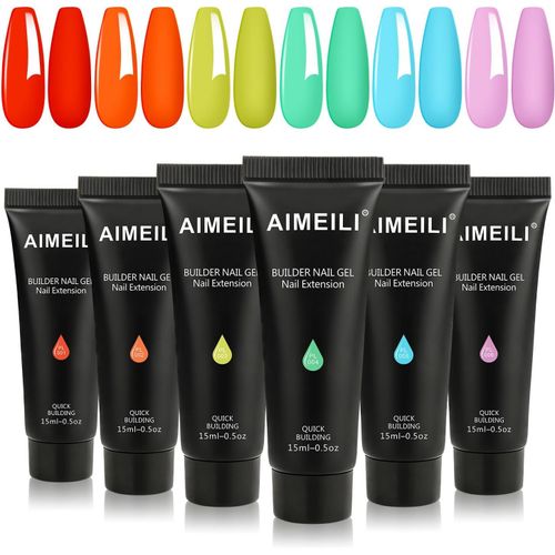 Extention Gel Kit Pour Ongles Naturel Nude Blanc Laiteux Rose Clair, Builder Construction Gel 6 Couleurs 15ml, Faux Ongles Quick Building Uv Led Gel Vernis Semi Permanent Nail Art - Kit 9 