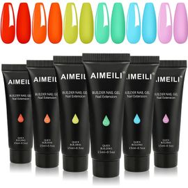 Extention Gel Kit Pour Ongles Naturel Nude Blanc Laiteux Rose Clair, Builder Construction Gel 6 Couleurs 15ml, Faux Ongles Quick Building Uv Led Gel Vernis Semi Permanent Nail Art - Kit 9 