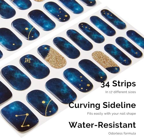 Autocollants Pour Ongle 34pcs Pochoirs Pour Nail Art De Qualité Professionnell Avec Finition Gel Souple Nails Wraps Décoration Diy Accessoire De Manucure Pour Femmes Filles (Zodiac) 