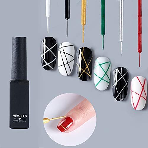 Kal-Kit De Vernis À Ongles En Gel Stylo Doublure, Vernis À Gel Uv À Dessin De Peinture, Vernis À Ongles En Gel, Tirez Le Stylo De Ligne Pour Manucure Des Ongles, Noir Rouge Vert Or Argent Blanc