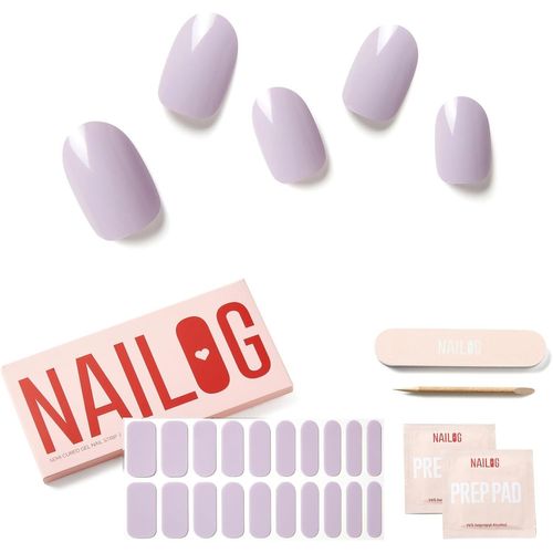 Oayew-Autocollant Ongle Gel Uv | 20pcs Faux Ongles Autocollants Adhesif | Semi-Durci Vernis Autocollant Ongles Uv Pour Nail Art, Lilac 