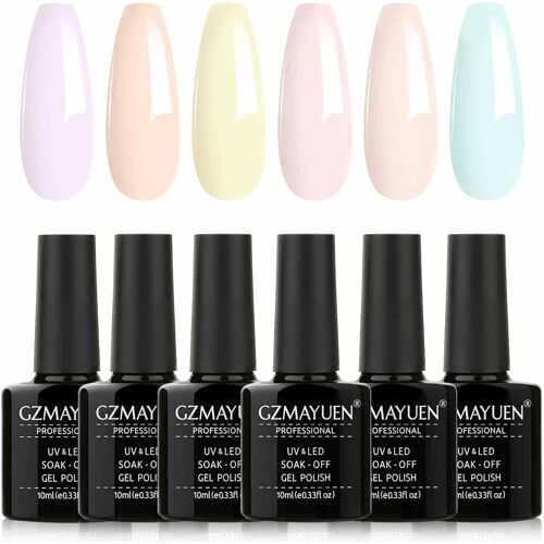 Vernis Pastel Semi Permanent Gel Uv Pastel Rose Jaune Violet Bleu Nude Vernis ¿¿ Ongles Pastel 6 Couleur Gel Pastel Ongles Kit Vernis Soak Off Pastel Gel Polish 10ml 
