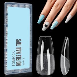 504 Pièces Capsule Americaine Ongle Ballerine, 12 Tailles Faux Ongles, Cercueil Court Moyen Matte Transparent, Avec Valise De Rangement, Pose Americaine Capsule Pour Diy Nail Art 