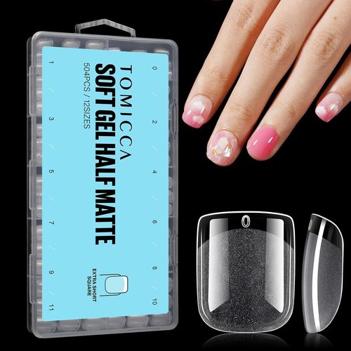 Ovale Ultra Court Capsule Americaine Ongle-Pose Americaine Ongle,Capsules Ongles-Faux Ongles En Gel Couverture Complète-450 Pièces 15 Tailles 