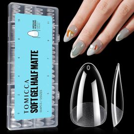 504 Pièces Capsule Americaine Ongle Amande Moyen, 12 Tailles Clair Mat Faux Ongles, Avec Valise De Rangement, Acrylique Pose Americaine Capsule Pour Les Extensions Bricolage Et Diy Nail Art 