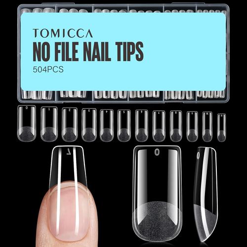Ovale Ultra Court Capsule Americaine Ongle-Pose Americaine Ongle,Capsules Ongles-Faux Ongles En Gel Couverture Complète-450 Pièces 15 Tailles 