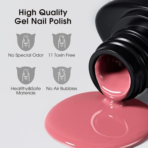 Vernis Semi Permanent 6 Couleurs Vernis Gel Rose Foncé Pailleté Rose Pale Blanc 8ml Uv Led Gel Nail Polish Soak Off Vernis À Ongles Convient Pour Manucure Diy, Salon De Manucure 