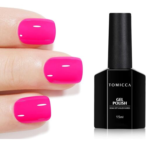 Vernis Semi Permanent Rose Neon Pink, 15ml Vernis Gel Semi Permanent Soak-Off Uv/Led S¿¿Rie Neon Pink Cadeau Pour Studio De Manucure Diy Home 