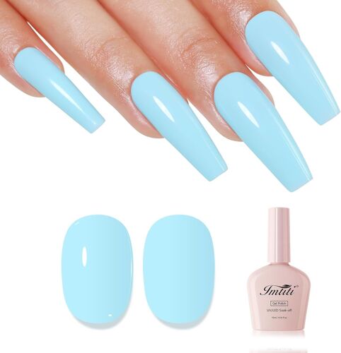 Bleu Vernis Semi Permanent, Pastel Bleu Vernis Gel Uv Semi Permanent Gel Nail Polish Printemps ?T¿¿ French Vernis ? Ongles Gels Semi Permanents Diy Art Uv Led Soak Off 10ml 