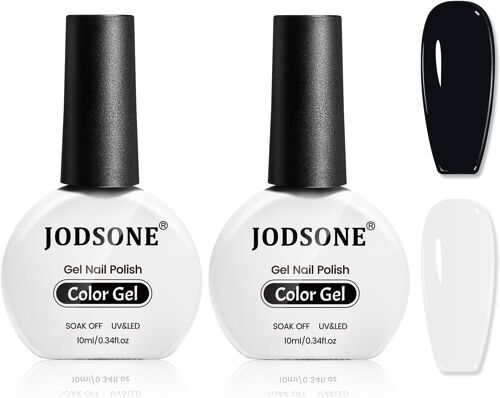 Lot De 2 Vernis ¿¿ Ongles Gel Soak Off Led Uv Pour Toute L'ann¿¿E 10 Ml Noir Et Blanc 
