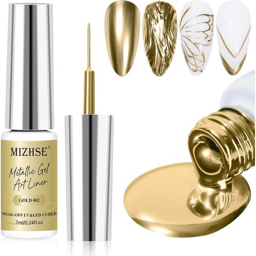 Sjzg-Gel De Peinture Métallique - Doré 3d Miroir Métal Brillant - Vernis À Ongles Uv - 7 Ml - Pour Peinture, Design - Soak Off - Manucure - 1 Pièce 