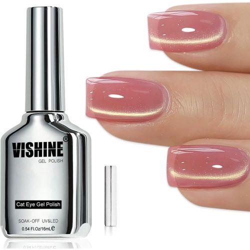 Gjhgf-Vernis Gel Magnétique ?il De Chat 16ml, Cat Eye Gel Polish Dusty Rosewood, Gold Glitter Effet Gelée Brillance Holographique Pour Manucure Nail Art Diy #436