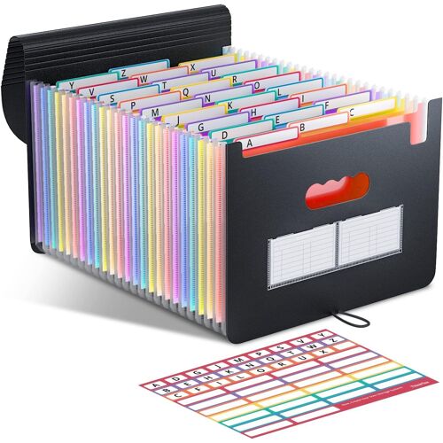 JEXNOVASHOP-Trieur à Soufflets Classeur Rangement, 26 Pochettes A4 Range Document Plastique Classement Extensible Accordéon Organiseur