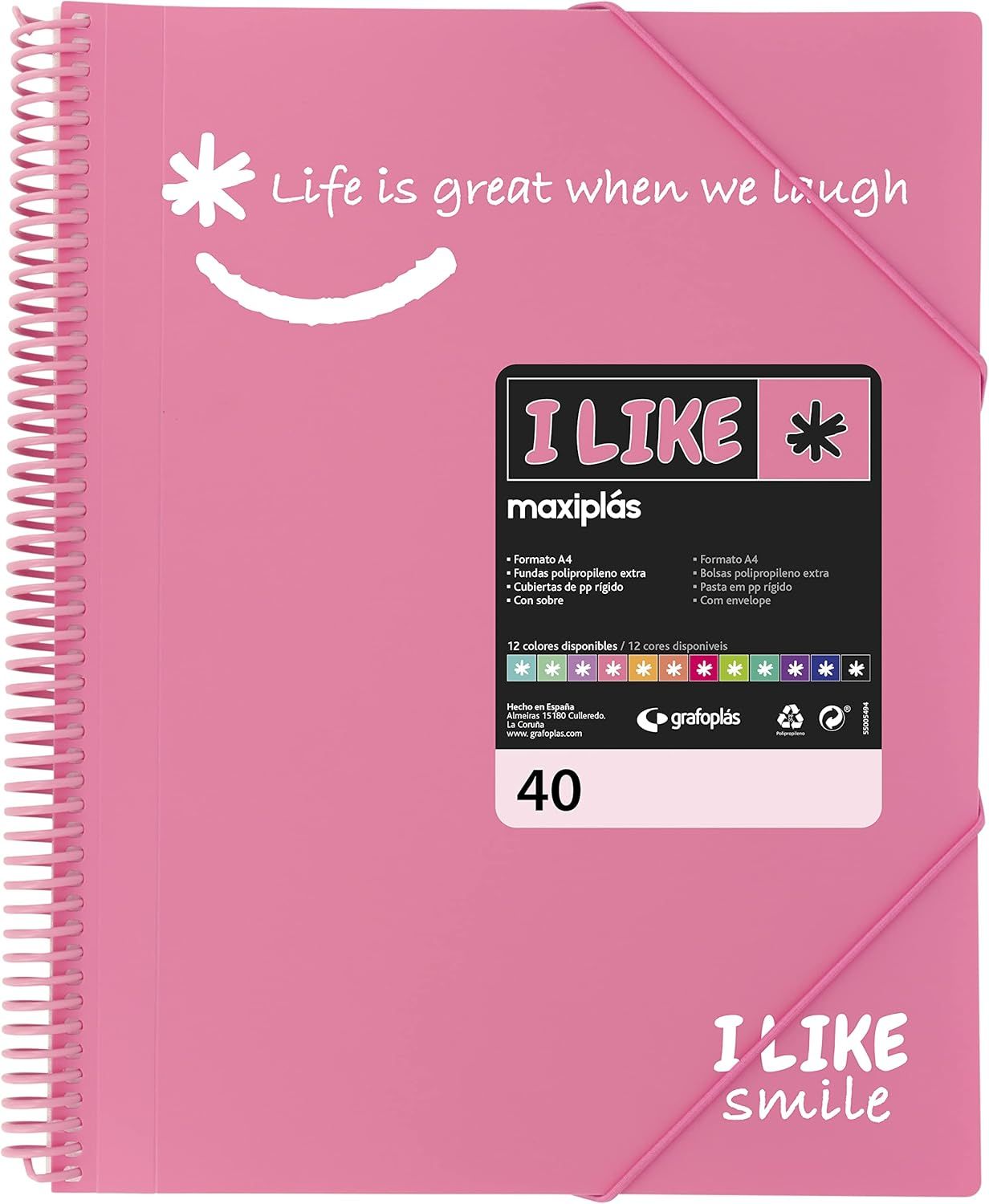 Grafoplás - 39222026 - Grafoplas Classeur A Spirale De 20 Pochettes A4