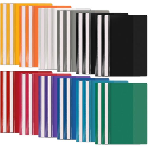 Chenquansarl-Lot De 24 Dossiers De Projet A4 En Plastique Avec Couverture Transparente Et 2 Broches, 11 Dossiers Multicolores Pour Rapports Scolaires Et De Bureau