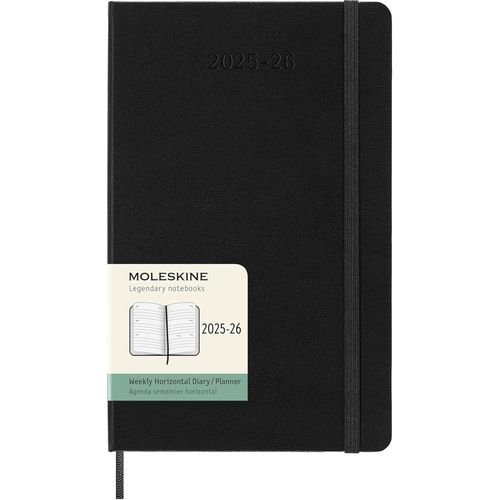 Chenquansarl-Weekly Planner 2025-2026, Agenda Hebdomadaire 18 Mois, Agenda Horizontale Avec Couverture Rigide Et Fermeture Élastique, Format Large 13 X 21 Cm, Couleur Noire
