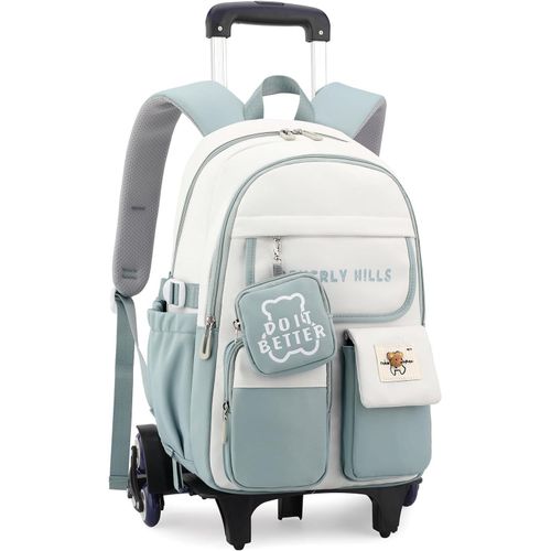 KALSC-Sac À Dos À Roulettes Pour Enfants,Cartable A Roulettes Fille Primaire Sac D'École 6 Roues Chariot Pour Garçons Filles