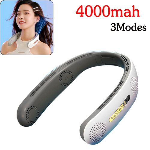 Ventilateur de cou Portable sans lame 4000/5000mAh, pliable, pour l'été, refroidisseur d'air, Rechargeable par USB, silencieux, pour l'extérieur, nouveauté
