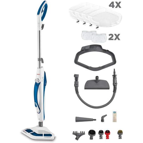 Nettoyeur Vapeur 2-en-1, Balai & Appareil à Main Vaporetto – , 17 Accessoires, Prêt en 15s, Réservoir Amovible, Nettoyage Polyvalent, Bleu