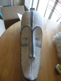 Masque Africain FANG N'GIL GABON Ancien Pièce originale Bois peint BLANC 66 cm