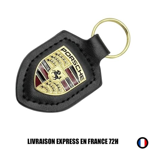 Porte Clés Porsche Noir Métal Logo Accessoire Voiture Auto Haute Qualité Clé