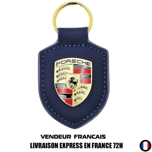 Porte Clés Porsche Bleu Métal Logo Accessoire Voiture Auto Haute Qualité Clé