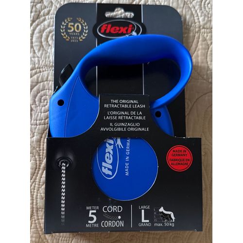 Laisse Corde Cordin Flexi 5m 50 Kg Taille L Bleu Pour Chien 