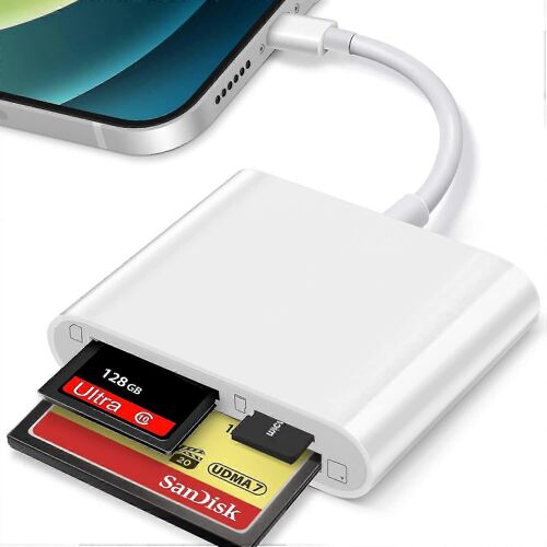 Cf Sd Tf Lightning Card Reader Adapter pour Apple - Transfert de données haute vitesse