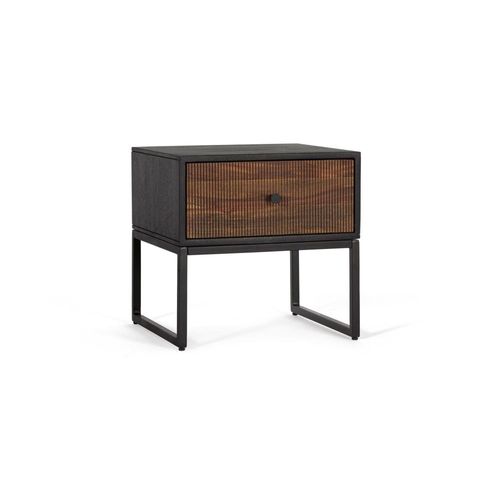 Table De Chevet En Bois Palissandre Et Manguier Avec Métal