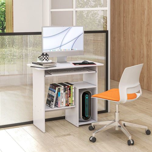 Bureau D'ordinateur Plateau Pour Clavier Panneau De Particules Blanc