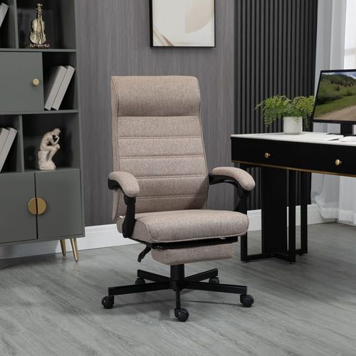 Fauteuil De Bureau Ergonomique Hauteur Réglable Tissu Marron