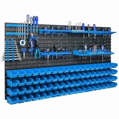 Étagère Murale 156 X 78 Cm Avec 76 Pcs Boîte Bleue Ensemble Porte-Outils V3