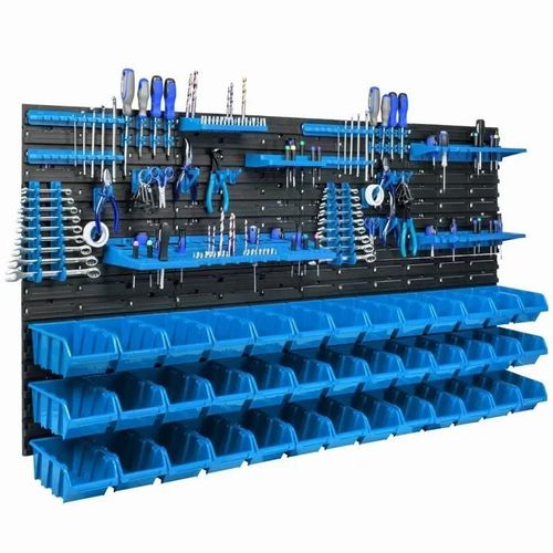 Étagère Murale 156 X 78 Cm Avec 39 Pcs Boîte Bleue Ensemble Porte-Outils V1