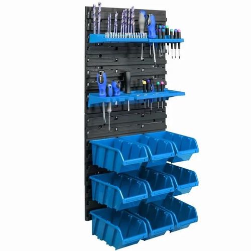 Étagère Murale 39 X 78 Cm Avec 9 Pcs Boîte Bleue Ensemble Porte-Outils