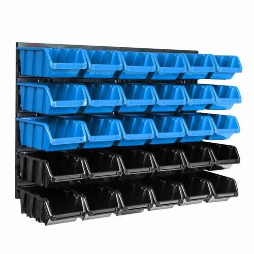 Panneau mural 58 x 39 cm avec 30 pcs Boîte Bleue et Noire empilables
