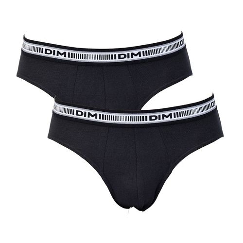 Slips Dim Homme En Coton Stretch Ultra Confort -Assortiment Modèles Photos Selon Arrivages- Pack De 2 Slips Coton 3d Flex Noir