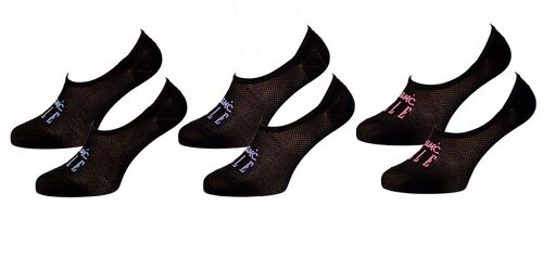 Chaussettes Femme Elle Basic Qualité Et Confort-Assortiment Modèles Photos Selon Arrivages- Pack De 3 Paires Elle Footies 35571 Noires