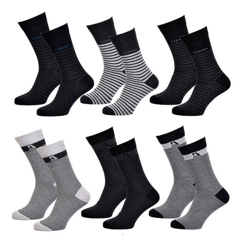 Chaussettes Homme Azzaro Confort Et Qualité -Assortiment Modèles Photos Selon Arrivages- Pack De 6 Paires Azzaro Rayures