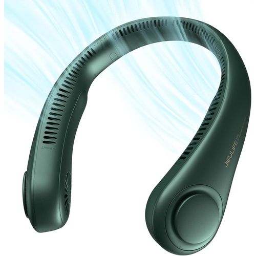 Ventilateur de Cou Portable, Ventilateur Mains Libres Sans Pale, Ventilateur Personnel Portable Fonctionnant Avec Une Batterie de 4000 mAh, Ventilateur USB, 3 Vitesses - Vert Foncé