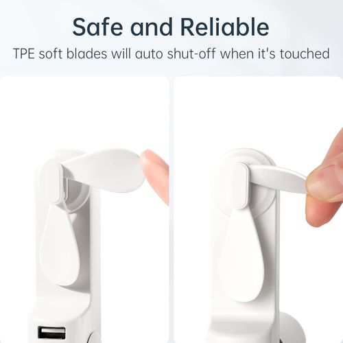 Ventilateur de Poche, Mini Ventilateur à Main Portable, à Piles Rechargeables par USB [14-21 heures], Ventilateur Personnel Pliable et Silencieux Avec Batterie Externe, Lampe de Poche-Blanc