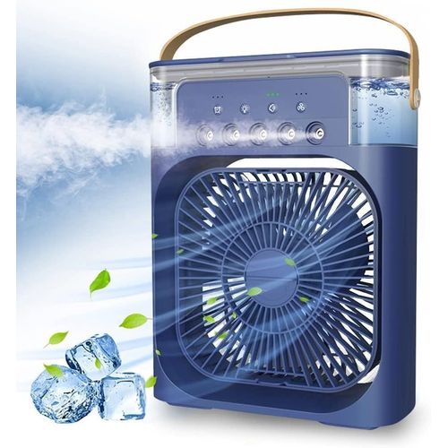 Ventilateur de climatisation portable, alimenté par USB, humidificateur d'air, 7 LED, petit refroidisseur d'air avec 3 vitesses, ventilateur de refroidissement ultra silencieux pour famille, voyage,