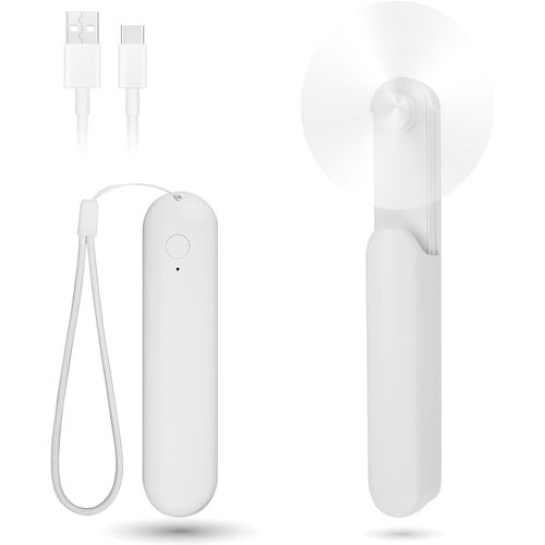 KALANKA-Mini Handheld Fan, Ventilateur Portable Silencieux Rechargeable à 3 Vitesses [12-24 Heures D'utilisation], Ventilateur de Poche USB Coulissant Pour Les Voyages, La Maison Et Le Blanc