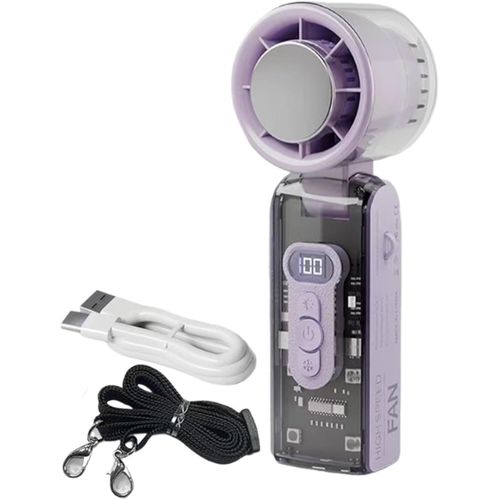 Ventilateur portable ¿ Ventilateur électrique à 5 vitesses réglable portable ¿ Dispositif personnel sans pale, rechargeable, design silencieux pour camping, voyage, bureau de vacances en plein air