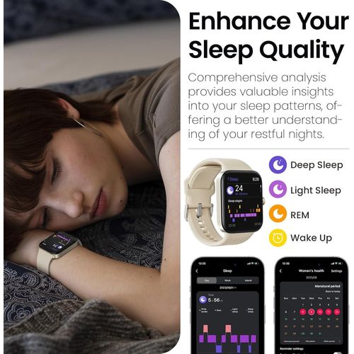 KALANKA-S4 Montre Connectée Femme Homme avec 1.78¿ Écran Smartwatch IP68 avec Multiples Fonctions de Santé et Vie 100+ Modes Sportifs Or